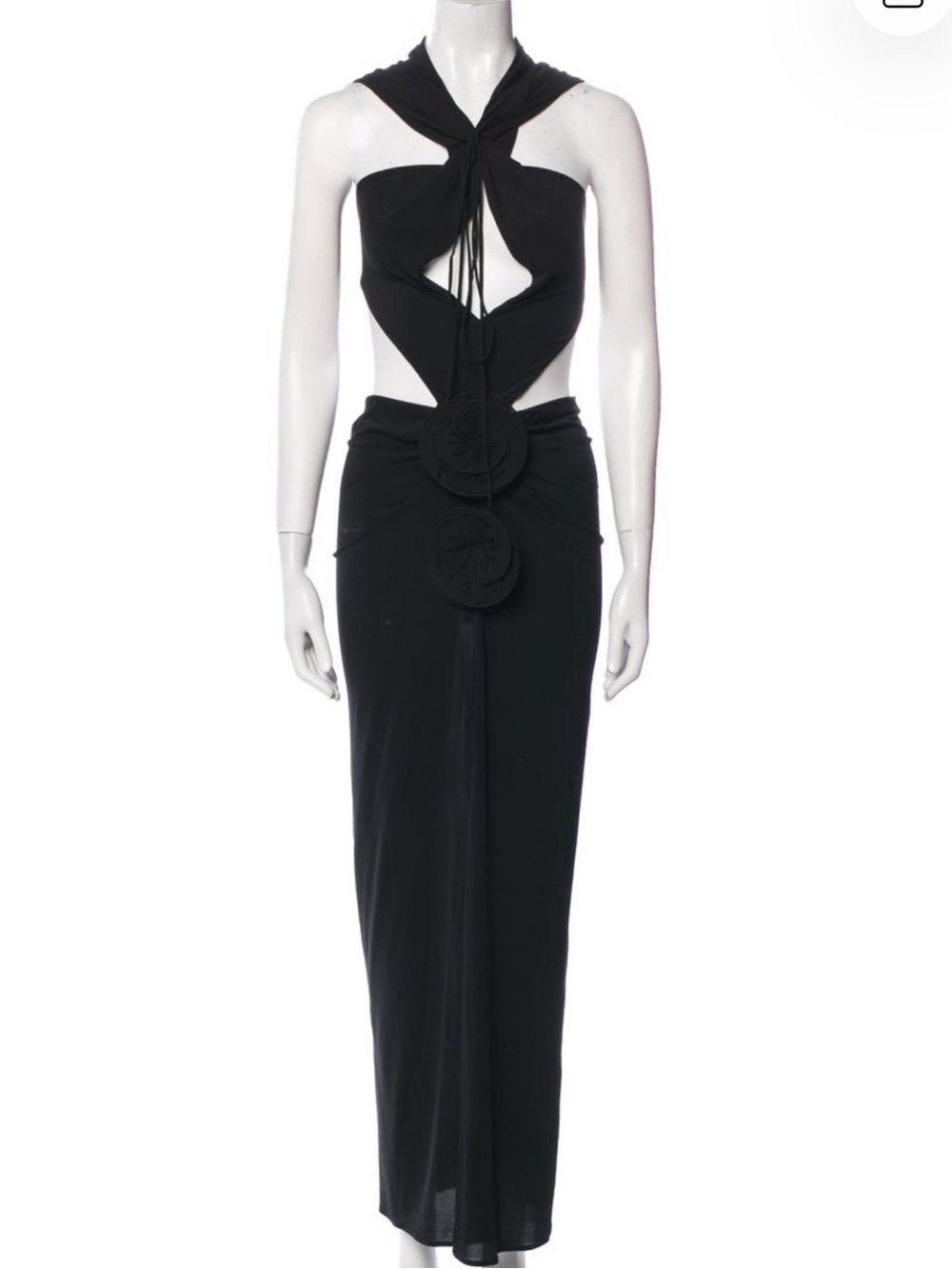 Magda Butrym Black Cutout Maxi Skirt with Knot Rosettes